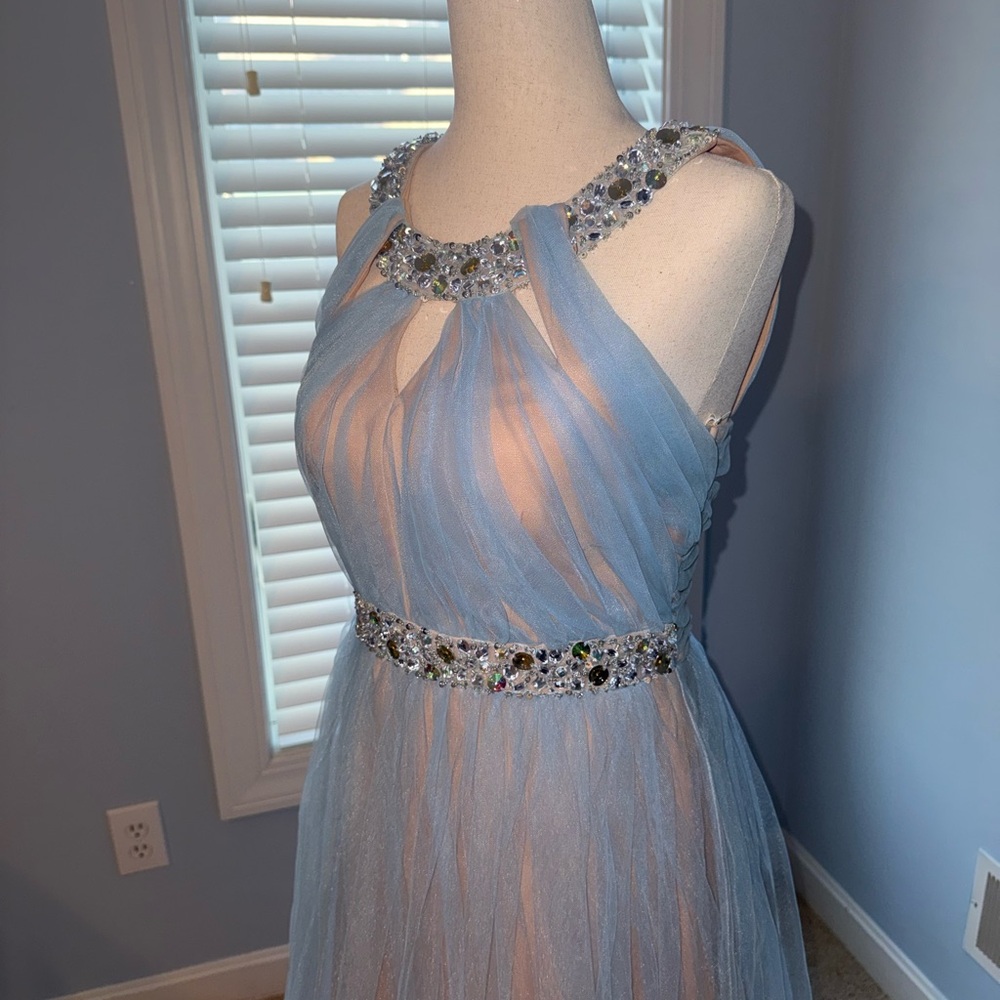 Champagne & Periwinkle Tulle Prom Dress Size 5
